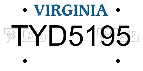 TYD5195 Virginia License Plate