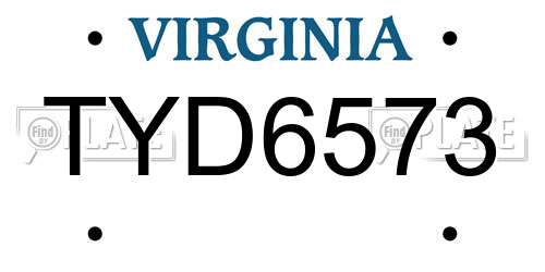 TYD6573 Virginia License Plate