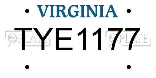 TYE1177 Virginia License Plate