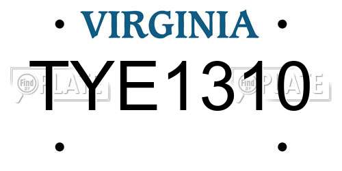 TYE1310 Virginia License Plate