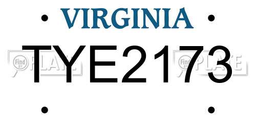 TYE2173 Virginia License Plate