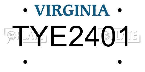 TYE2401 Virginia License Plate