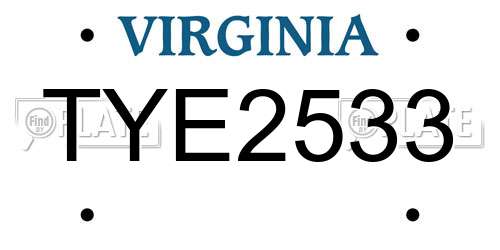 TYE2533 Virginia License Plate