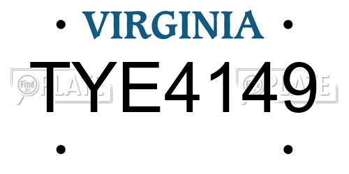 TYE4149 Virginia License Plate