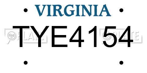 TYE4154 Virginia License Plate