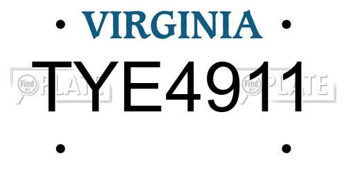 TYE4911 Virginia License Plate