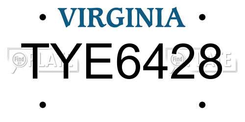 TYE6428 Virginia License Plate