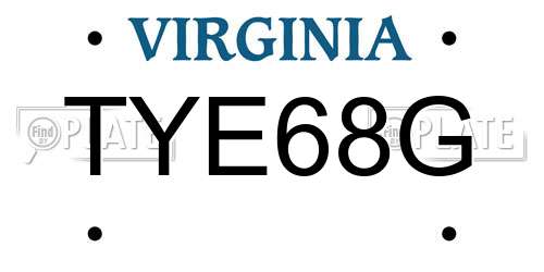 TYE68G Virginia License Plate