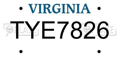 TYE7826 Virginia License Plate