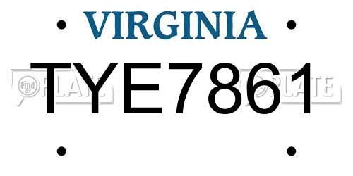 TYE7861 Virginia License Plate