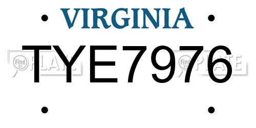 TYE7976 Virginia License Plate