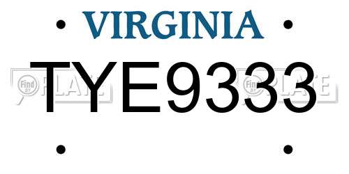 TYE9333 Virginia License Plate
