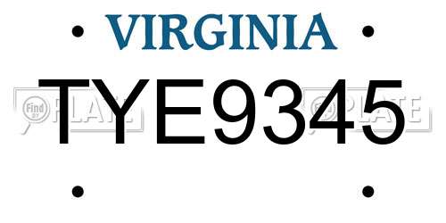 TYE9345 Virginia License Plate
