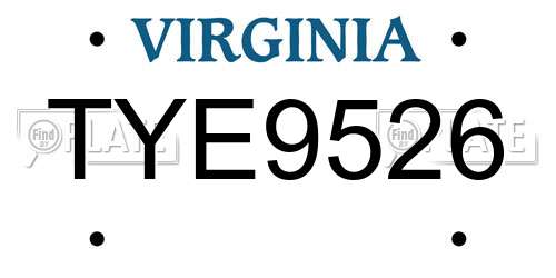 TYE9526 Virginia License Plate