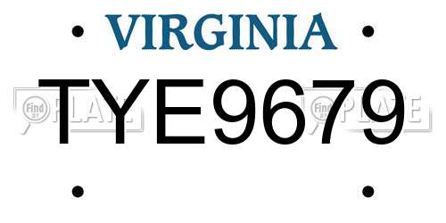 TYE9679 Virginia License Plate
