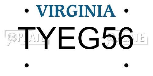TYEG56 Virginia License Plate
