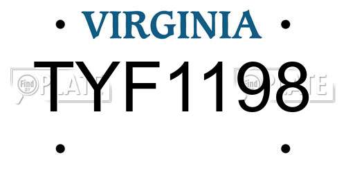 TYF1198 Virginia License Plate