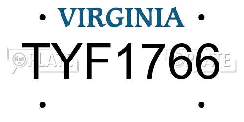 TYF1766 Virginia License Plate
