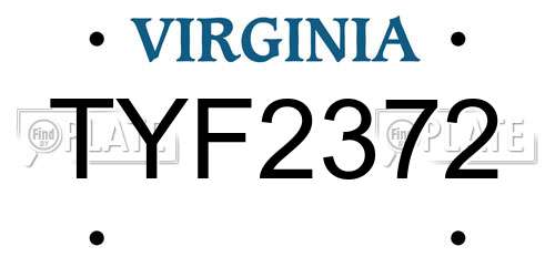 TYF2372 Virginia License Plate