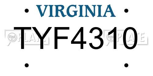TYF4310 Virginia License Plate