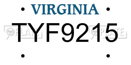 TYF9215 Virginia License Plate