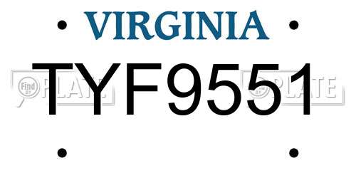 TYF9551 Virginia License Plate