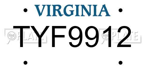 TYF9912 Virginia License Plate