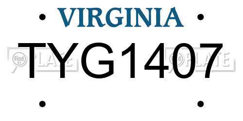 TYG1407 Virginia License Plate