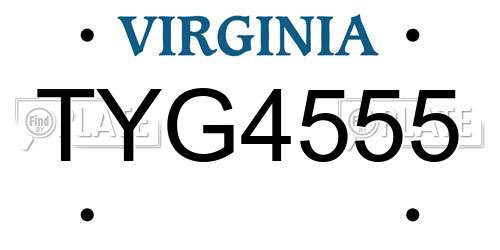 TYG4555 Virginia License Plate