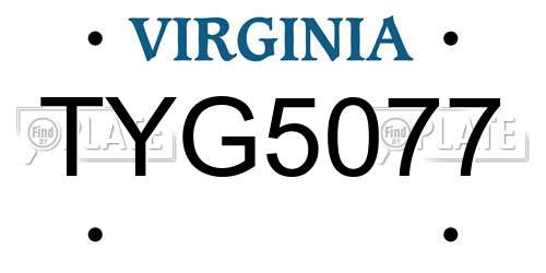 TYG5077 Virginia License Plate