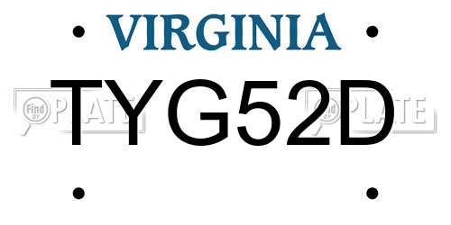 TYG52D Virginia License Plate