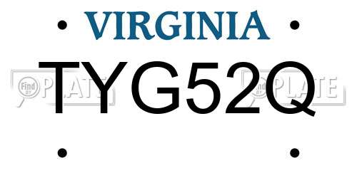 TYG52Q Virginia License Plate