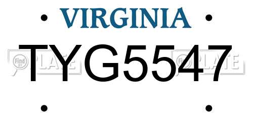 TYG5547 Virginia License Plate