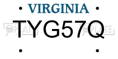 TYG57Q Virginia License Plate
