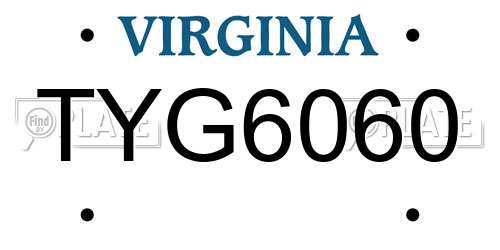 TYG6060 Virginia License Plate