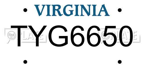 TYG6650 Virginia License Plate