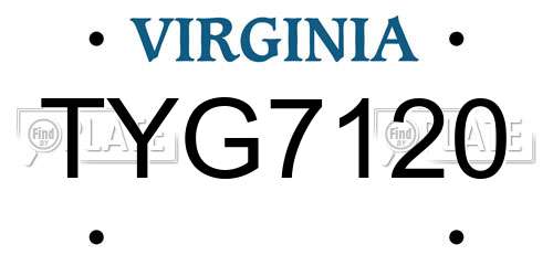 TYG7120 Virginia License Plate