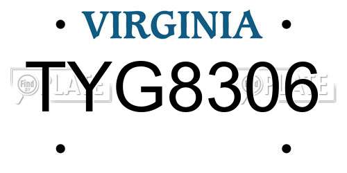 TYG8306 Virginia License Plate