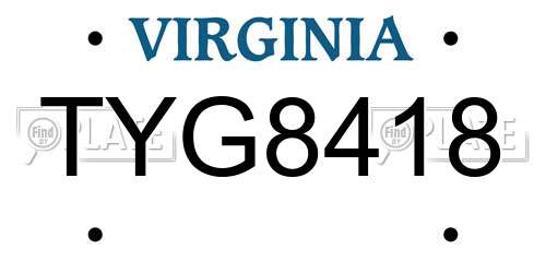 TYG8418 Virginia License Plate