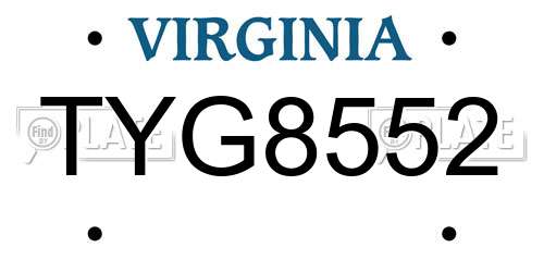 TYG8552 Virginia License Plate