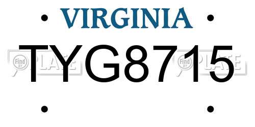 TYG8715 Virginia License Plate