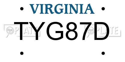 TYG87D Virginia License Plate