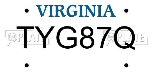 TYG87Q Virginia License Plate