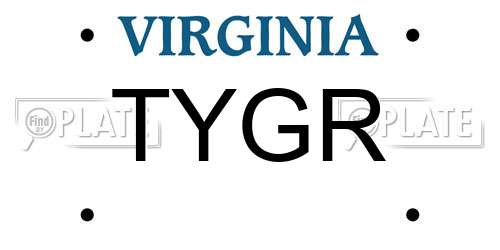 TYGR Virginia License Plate