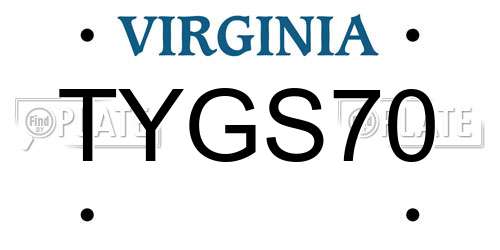 TYGS70 Virginia License Plate
