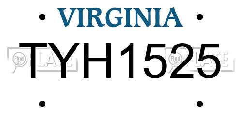 TYH1525 Virginia License Plate