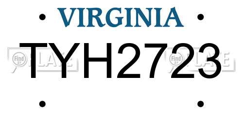 TYH2723 Virginia License Plate