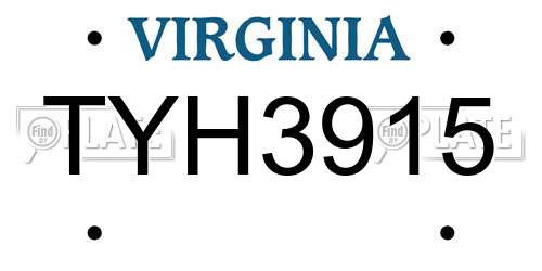 TYH3915 Virginia License Plate