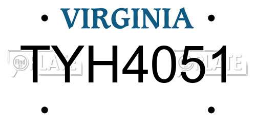 TYH4051 Virginia License Plate