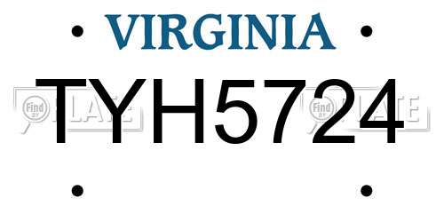 TYH5724 Virginia License Plate